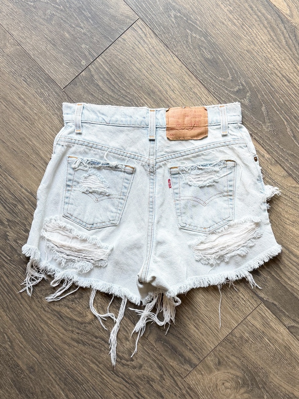 Vintage Levi's 551 Relaxed Fit Denim Shorts Women's 4 Light Wash Distressed